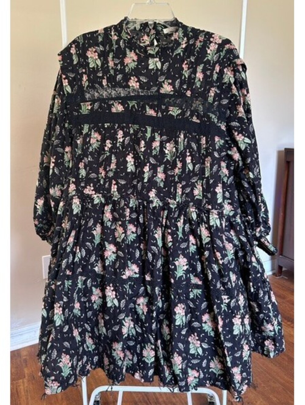 Pilcro Floral Print Black Dress Size Large